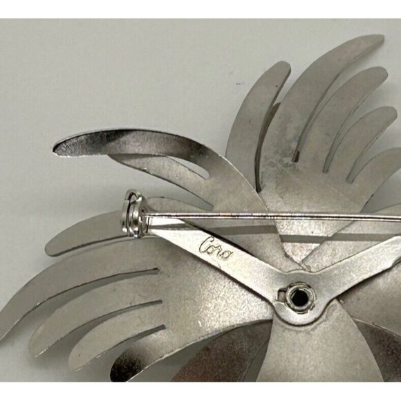 Vintage Coro Brooch Silver-Tone Abstract Starburst Pin Mid-Century Sculptural - Picture 6 of 15